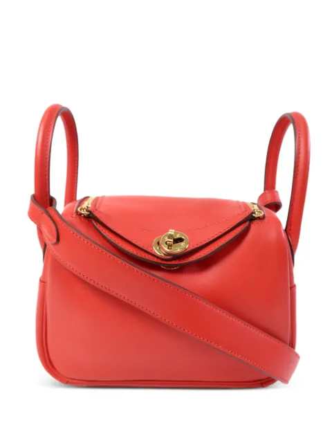 Hermès Pre-Owned mini Lindy two-way calfskin crossbody bag Red YS3