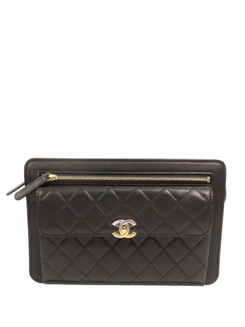 CHANEL Pre-Owned CC turn-lock quilted clutch bag Black AP0170