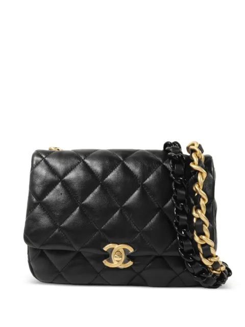 CHANEL Pre-Owned quilted lambskin shoulder bag Black AS3206