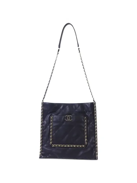 CHANEL Pre-Owned Matelasse CC chain-strap calfskin shoulder bag Black AS2973