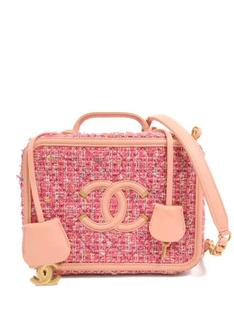 CHANEL Pre-Owned CC tweed vanity case Pink A93343