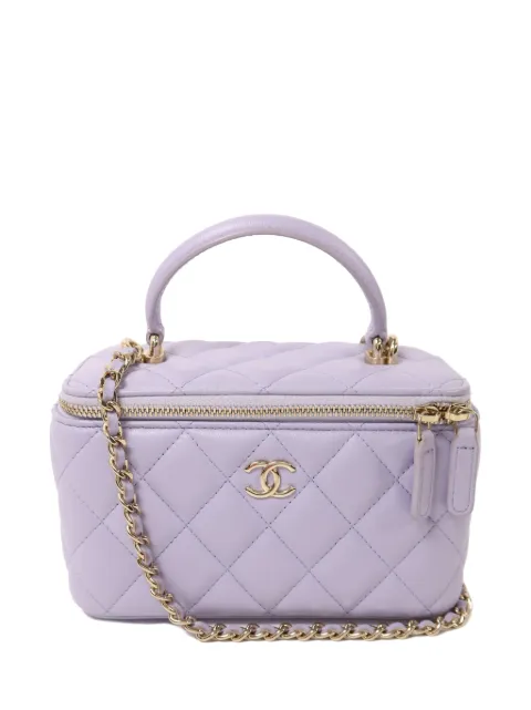 CHANEL Pre-Owned quilted CC vanity case tote bag Purple AP2199