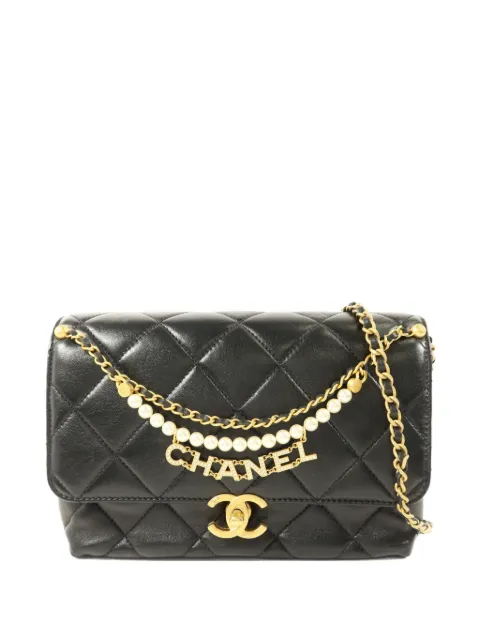 CHANEL Pre-Owned CC Classic Flap chain-strap quilted lambskin shoulder bag Black AS5011B1736094305