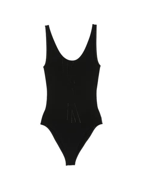 TOTEME Monogram pointelle-knit swimsuit Black 263WSW0012YA0332263
