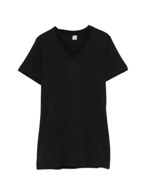 TOTEME ribbed V-neck cotton T-shirt Black 263WRT0754FB0502001