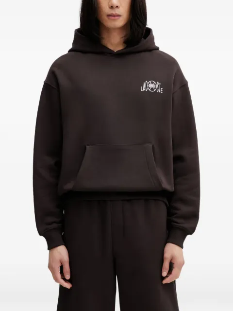 Lacoste logo-print cotton hoodie Brown SH2196