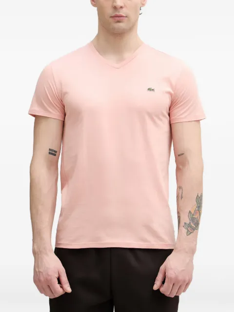 Lacoste logo-patch V-neck T-shirt Pink TH6710
