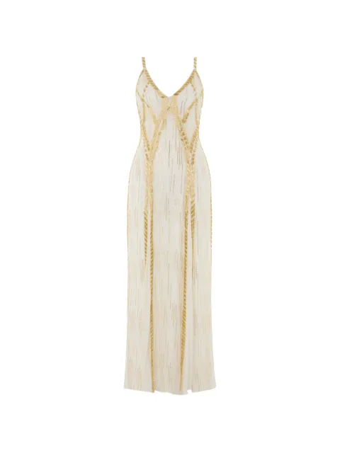 Temperley London Viola bead-embellished midi dress White 26UVIO55026