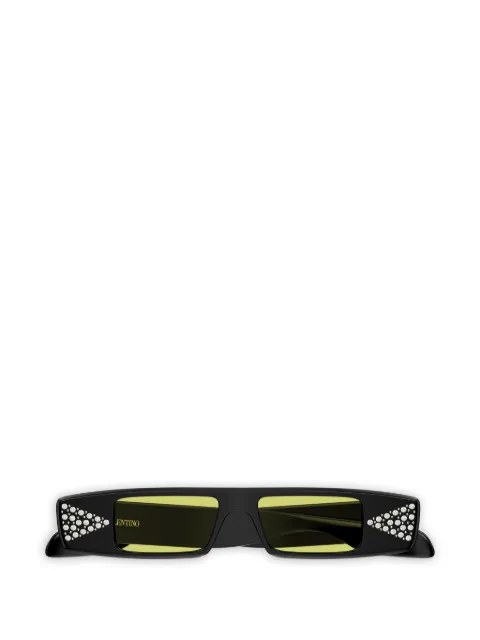 VALENTINO GARAVANI EYEWEAR crystal-embellished rectangle-frame sunglasses Black VG0043S