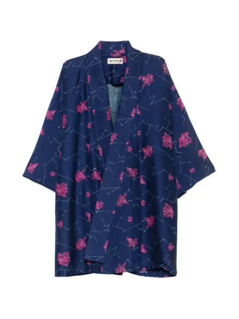 A.N.G.E.L.O. Vintage Upcycling floral-print kimono Blue AU250BFM