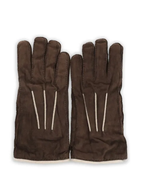 Fedeli suede cashmere-lined gloves Brown MU001003
