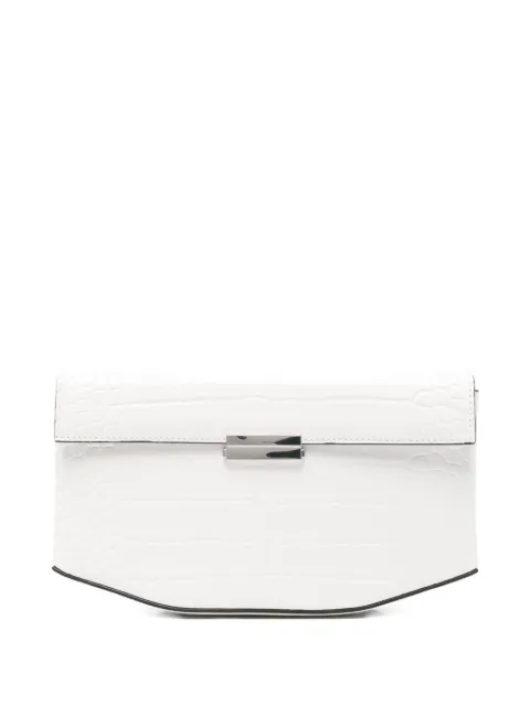 TOTEME Clip croc-embossed clutch bag White 263WAL0133LE0076059