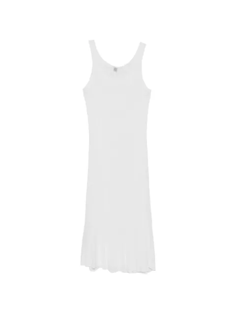 TOTEME fluted-hem midi dress White 263WRD0404YA0245003