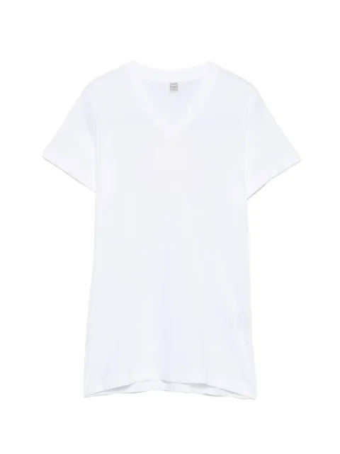 TOTEME wide-ribbed V-neck T-shirt White 263WRT0754FB0502003