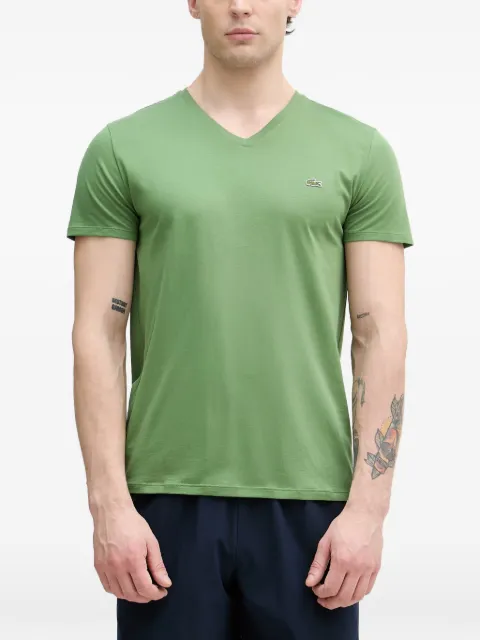 Lacoste logo-patch V-neck T-shirt Green TH6710
