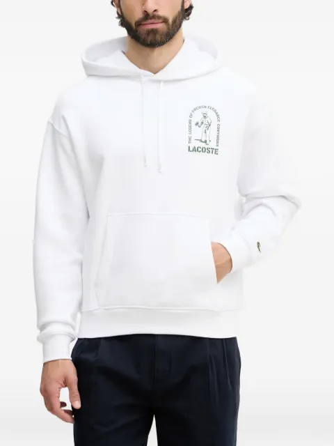 Lacoste graphic-print drawstring hoodie White SH1371