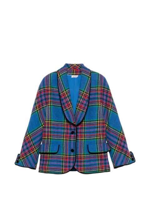 Valentino Garavani Pre-Owned 1980s tartan-print shawl-lapel blazer Blue VA350BFO