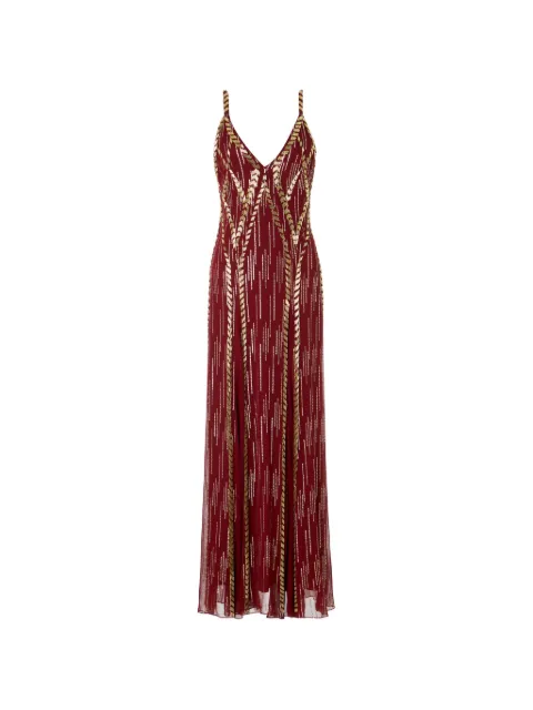 Temperley London Viola bead-embellished open-back maxi dress Red 26UVIO55026