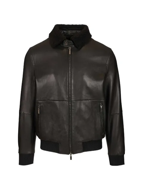 Al Duca D’Aosta 1902 shearling-collar leather bomber jacket Brown 1092
