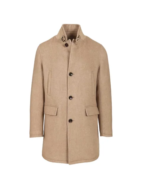 Al Duca D’Aosta 1902 buckled-collar natté coat Neutrals U499