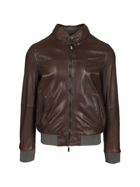 Al Duca D’Aosta 1902 ribbed-trim leather jacket Brown 5S20104067LF07