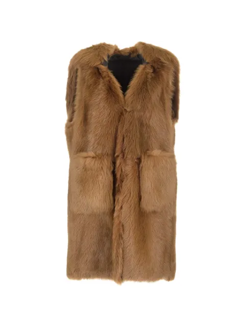 Max Mara Amica shearling gilet coat Brown 242142E12