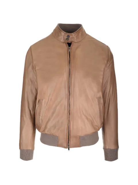 Al Duca D’Aosta 1902 padded zip-up leather jacket Brown FOX18TUSCANY