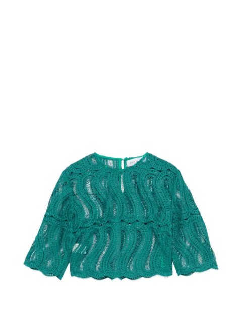 Raquel Diniz Sabi lace-embroidered cropped top Green 600304240977