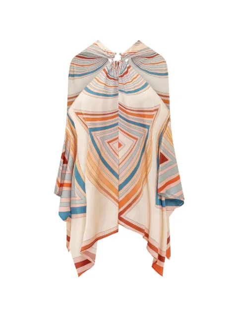 KOSE Iris geometric-print handkerchief-hem top Neutrals 2605