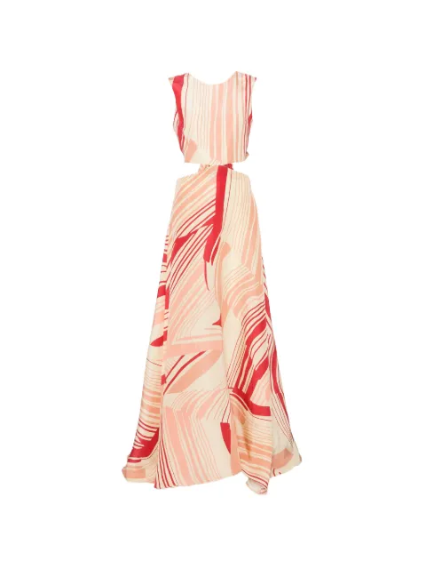 Raquel Diniz Bali abstract-print cutout maxi dress Orange 5L03179