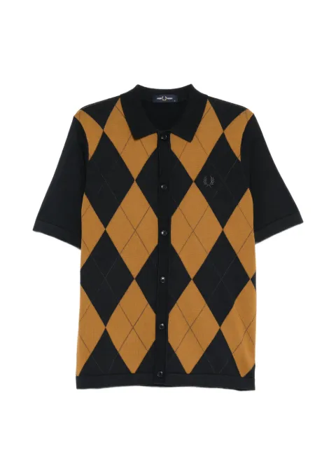Fred Perry argyle-pattern button-up sweater Blue K2329