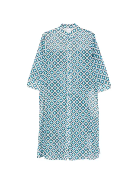 Max Mara geometric-print button-through shirt dress White 2616221069