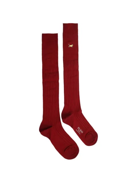 Elios Milano Toro embroidered ribbed socks Red 830029E12