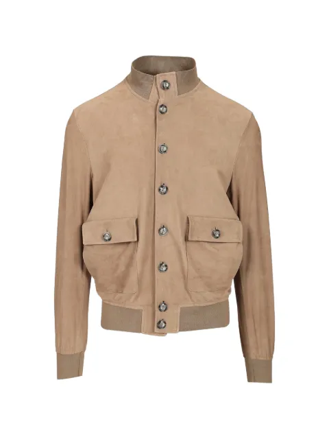 Al Duca D’Aosta 1902 suede-finish button-up jacket Neutrals BOLOGNA