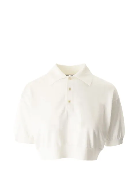 Auralee silk cropped polo shirt Neutrals A23SP03WS