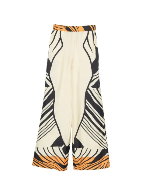Raquel Diniz Sofia graphic-print wide-leg trousers Neutrals 9L00003