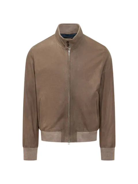 Renzo Romagnoli high-neck leather bomber jacket Neutrals 1523TITAN