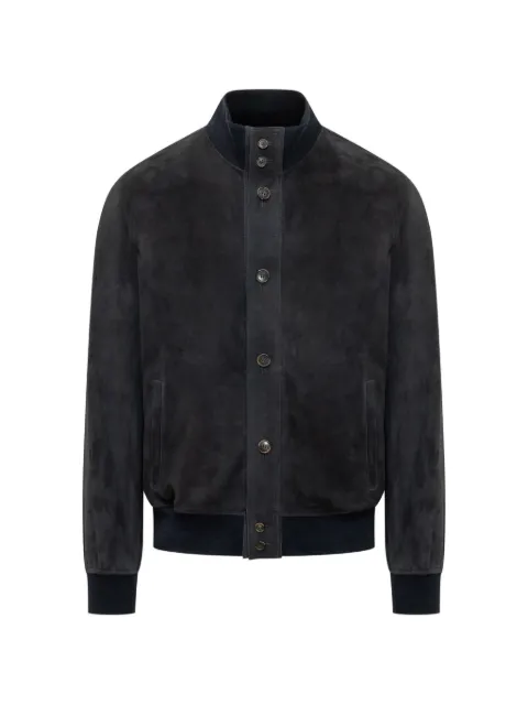 Renzo Romagnoli suede bomber jacket Blue 1608SUEDEATS
