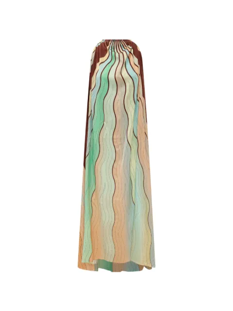 KOSE Julia abstract-print halterneck dress Brown 2612