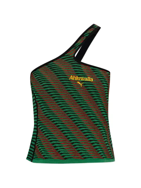 PUMA x Ahluwalia one-shoulder logo-embroidered top Green 63523786