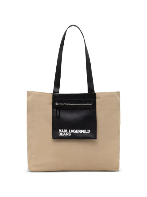 Karl Lagerfeld Jeans logo-print zip-pocket tote bag Neutrals A2W50004