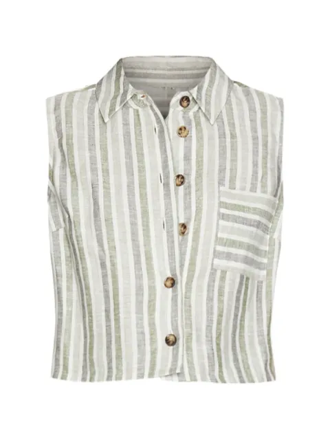 HEVRON Katja stripe-pattern cropped shirt Green HSP26T098