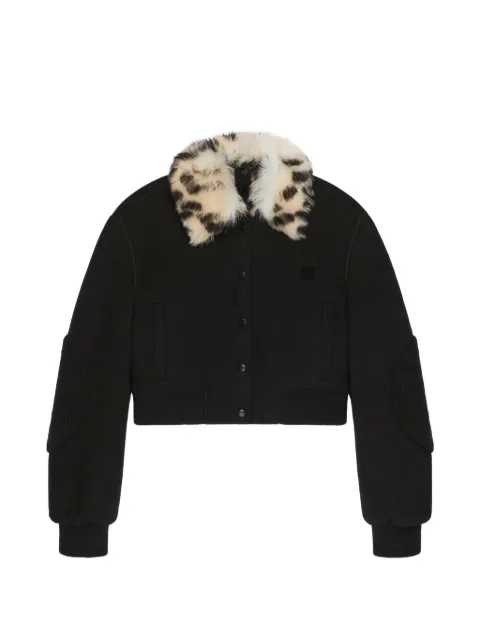 Givenchy 4G-logo faux-fur collar cropped jacket Black BW00QU4ZPR