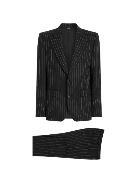 Dolce & Gabbana single-breasted pinstripe stretch wool Sicily-fit suit Black GKLOMTGK298
