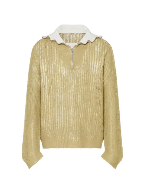 Maison Margiela zip-neck open-knit sweater Neutrals S67HL0020M13253