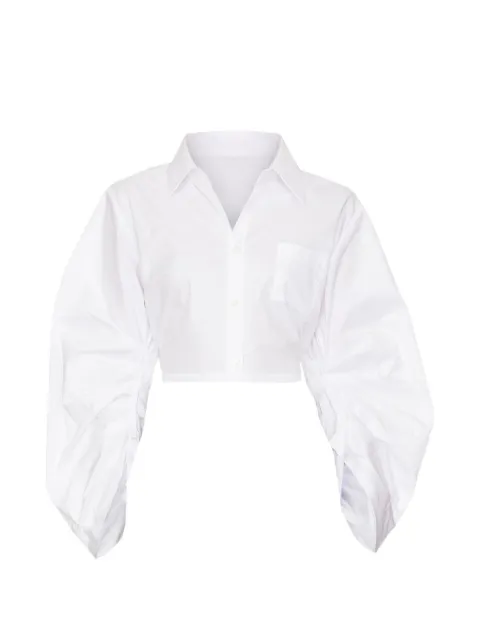 HEVRON Raquel puffed-sleeve cropped shirt White HTP0208