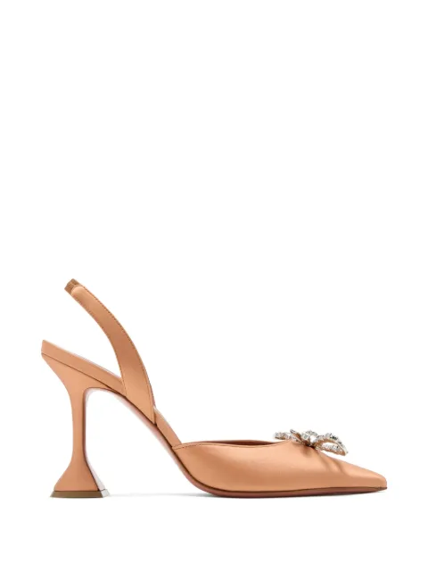 Amina Muaddi Rosie crystal-bow slingback pumps Brown 16S366073ROS