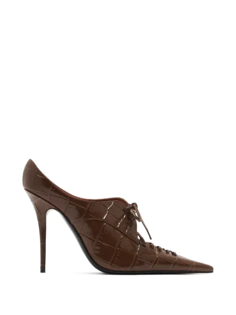 Amina Muaddi croc-effect lace-up pumps Brown 16S365959KIM