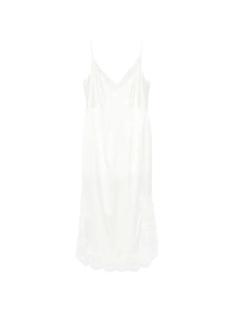 Parlor lace-trim silk slip midi dress White 202617