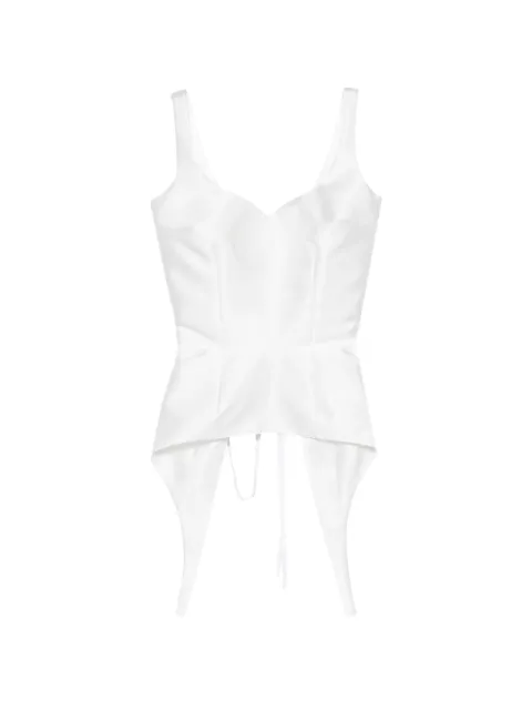 Parlor lace-up asymmetric-hem corset top White 202616
